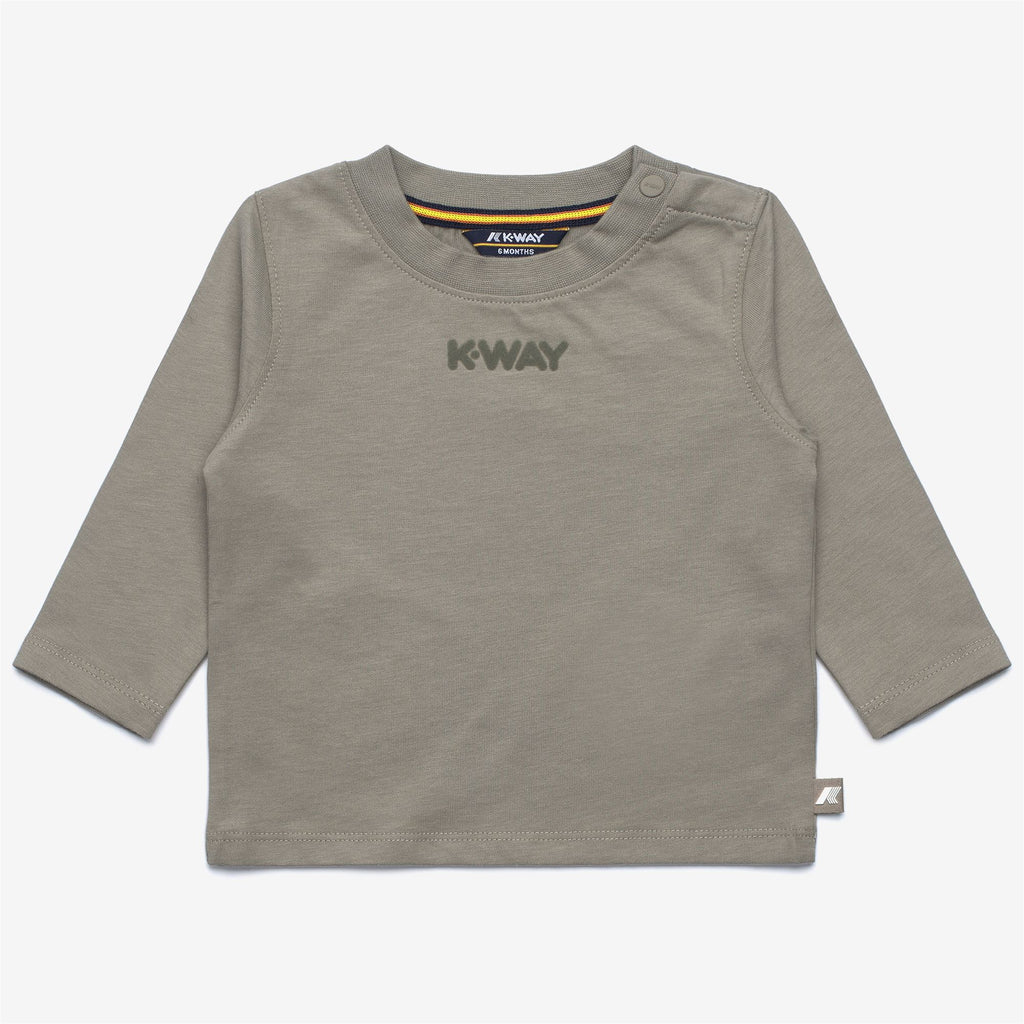 T-Shirts & Top_KID UNISEX_E. ELMETTE LETTERING JERSEY PEACH_T-Shirt_Green Oak - Commercial 1