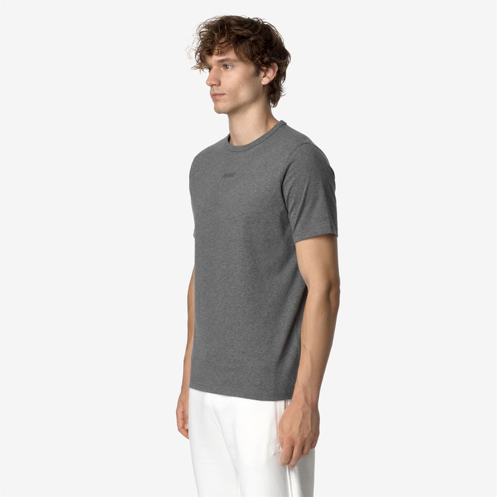 T-Shirt in Cotone Slim Fit Grigia Uomo con Scritta K-Way 4