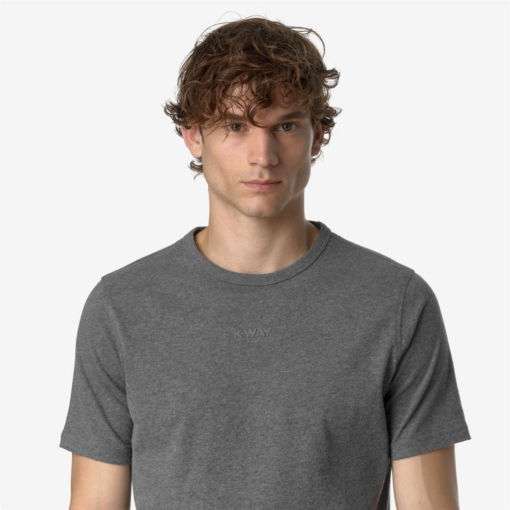 T-Shirt in Cotone Slim Fit Grigia Uomo con Scritta K-Way 2