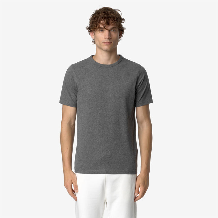 T-Shirt in Cotone Slim Fit Grigia Uomo con Scritta K-Way 3