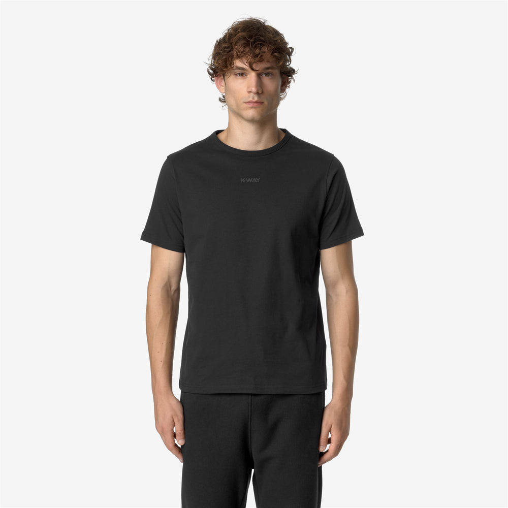 Black Grey Men's Slim Fit Cotton T-Shirt with K-Way Lettering 02