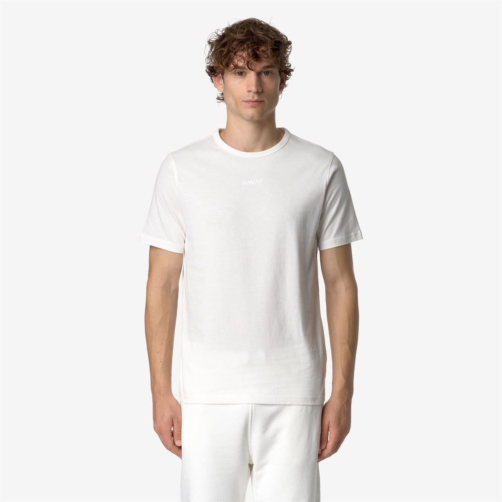 Grey White Men's Slim Fit Cotton T-Shirt with K-Way Lettering 02