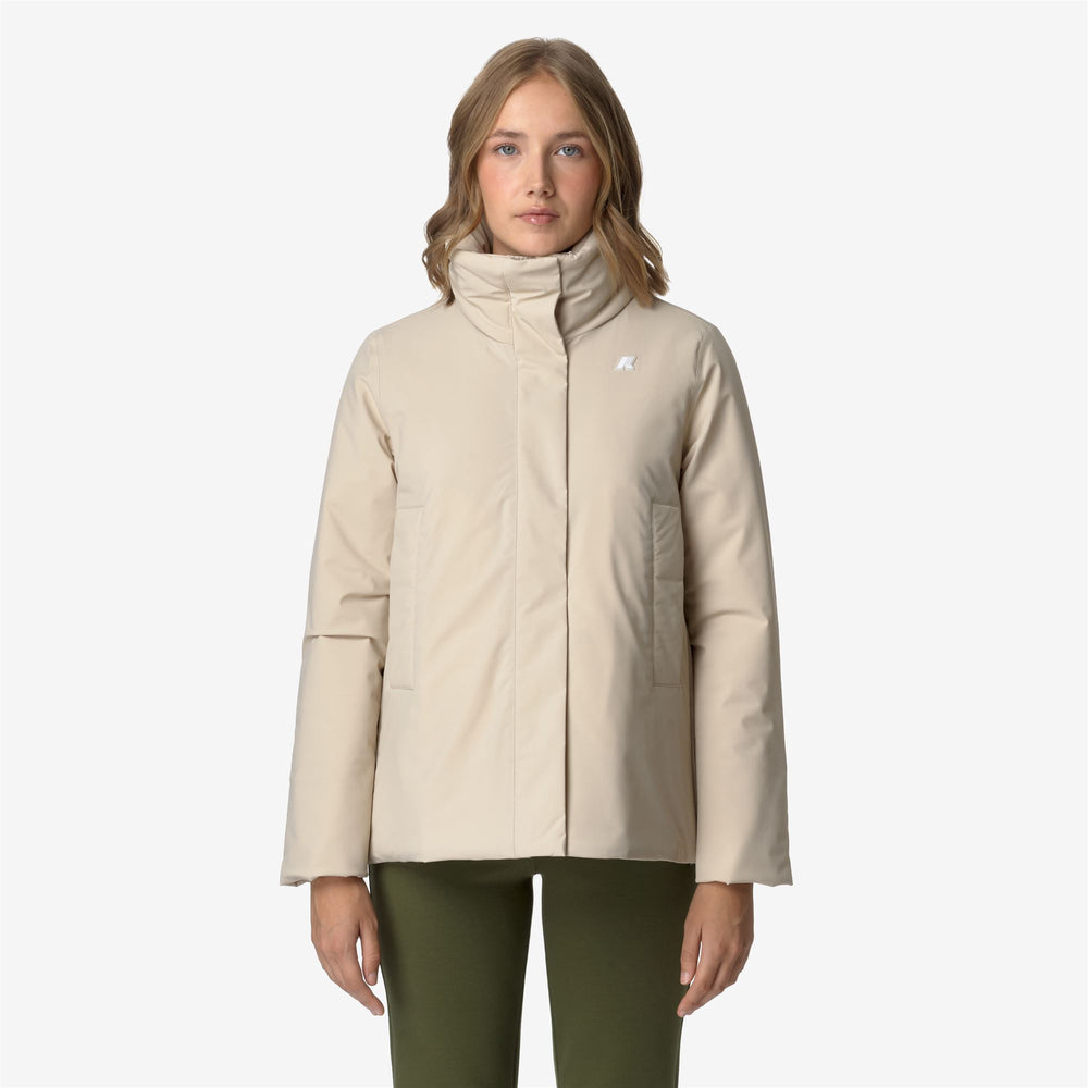 Beige Brown Women's Elegant Short Warm Jacket with Hood 02