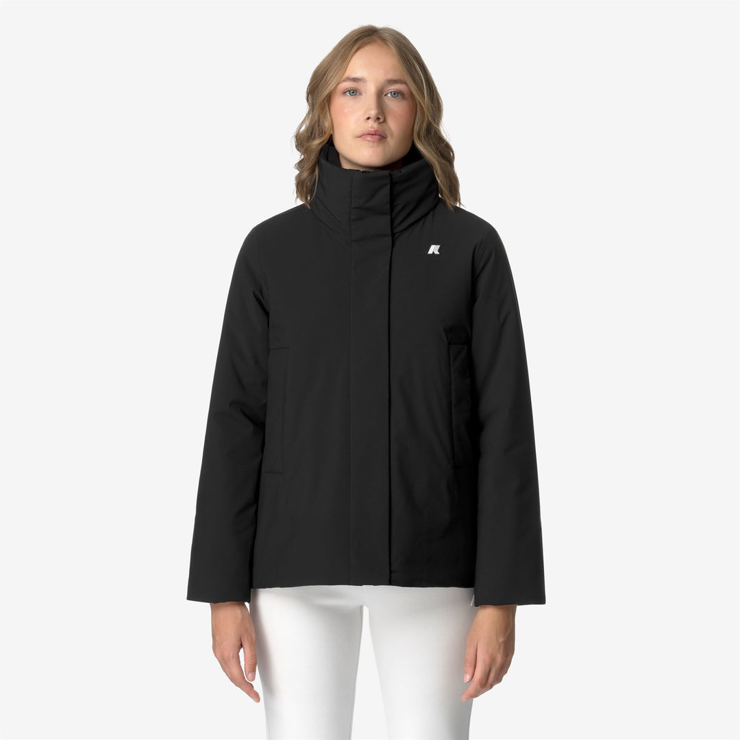 Black Grey Women's Short Warm Jacket with Adjustable Openings main