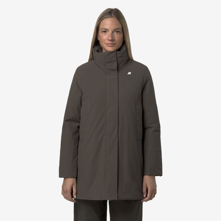 Black olive Women's Mid-length Warm Jacket with Hood 1