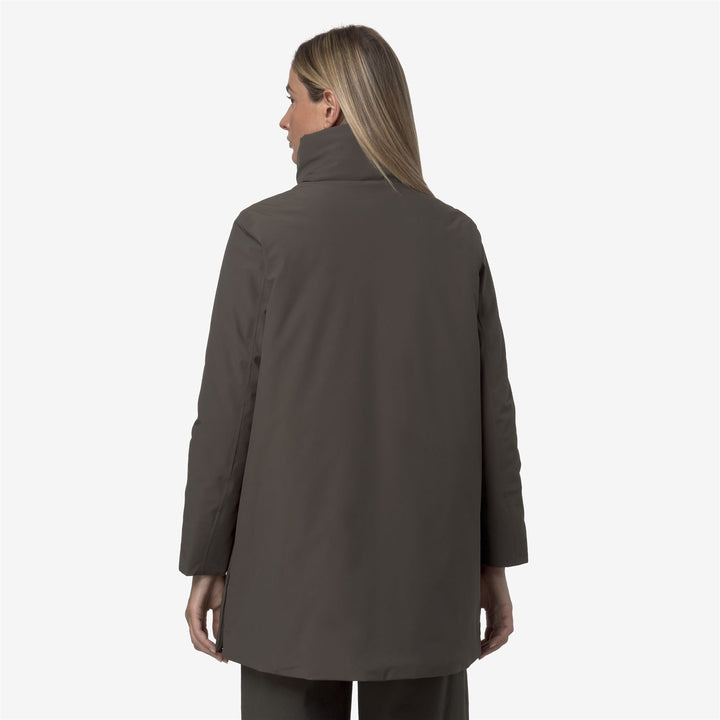 Black olive Women's Mid-length Warm Jacket with Hood 3