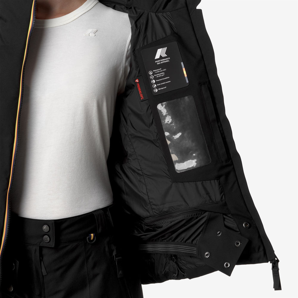 Chaqueta de esquí negra y gris para mujer con aislamiento PrimaLoft 02