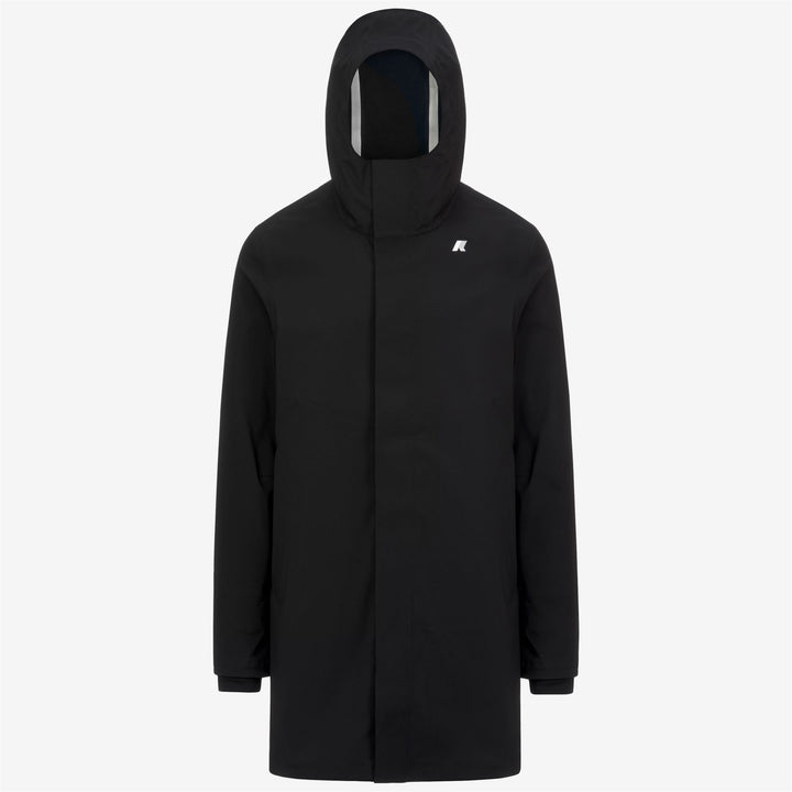 Chaqueta larga impermeable negra y azul para hombre con capas aislantes 1