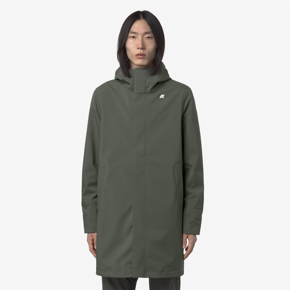 Green and black Men's Long Waterproof Jacket 02