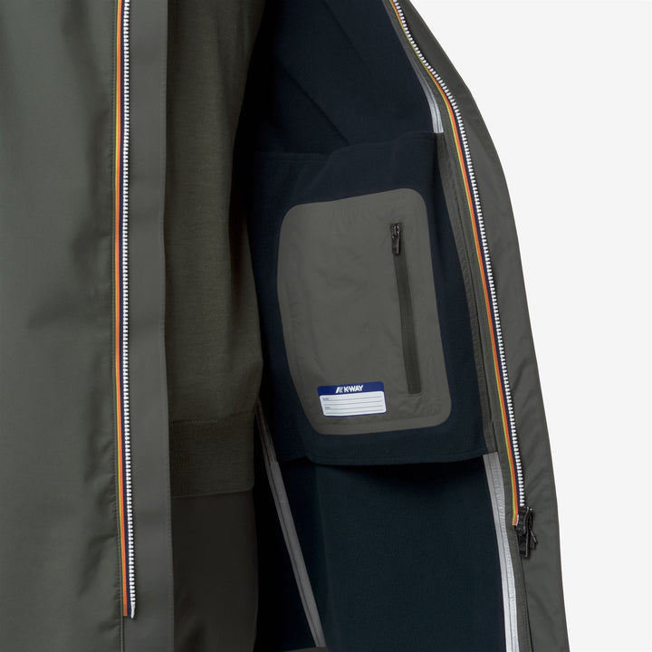 Chaqueta impermeable larga verde y negra para hombre 2