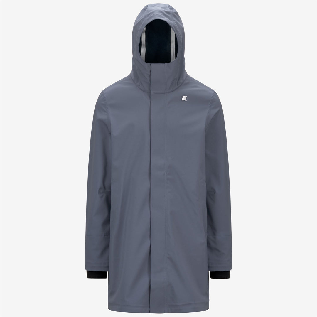 Grey Blue Men's Long Waterproof Jacket with Insulating Layer 01