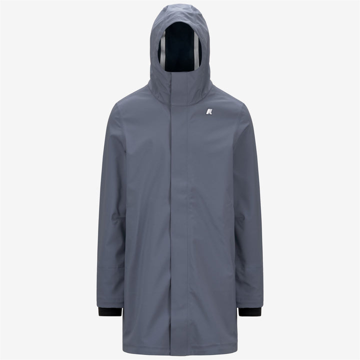 Grey Blue Men's Long Waterproof Jacket with Insulating Layer 1