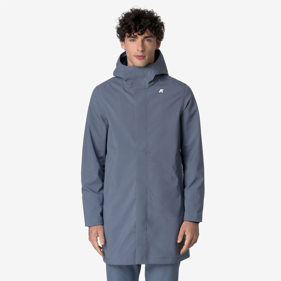 Grey Blue Men's Long Waterproof Jacket with Insulating Layer main