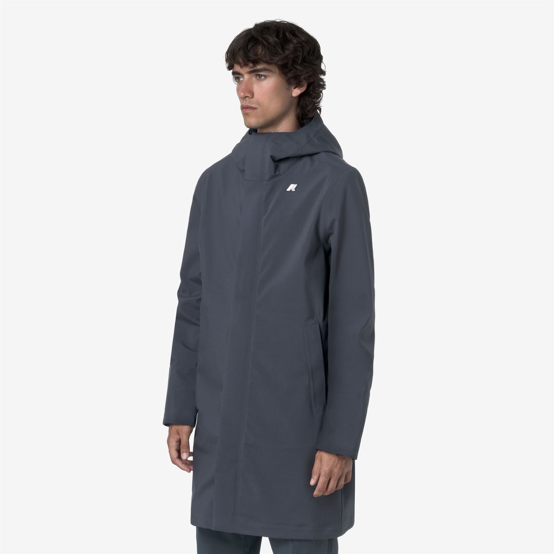 Chaqueta impermeable larga azul para hombre con aislamiento de triple capa main