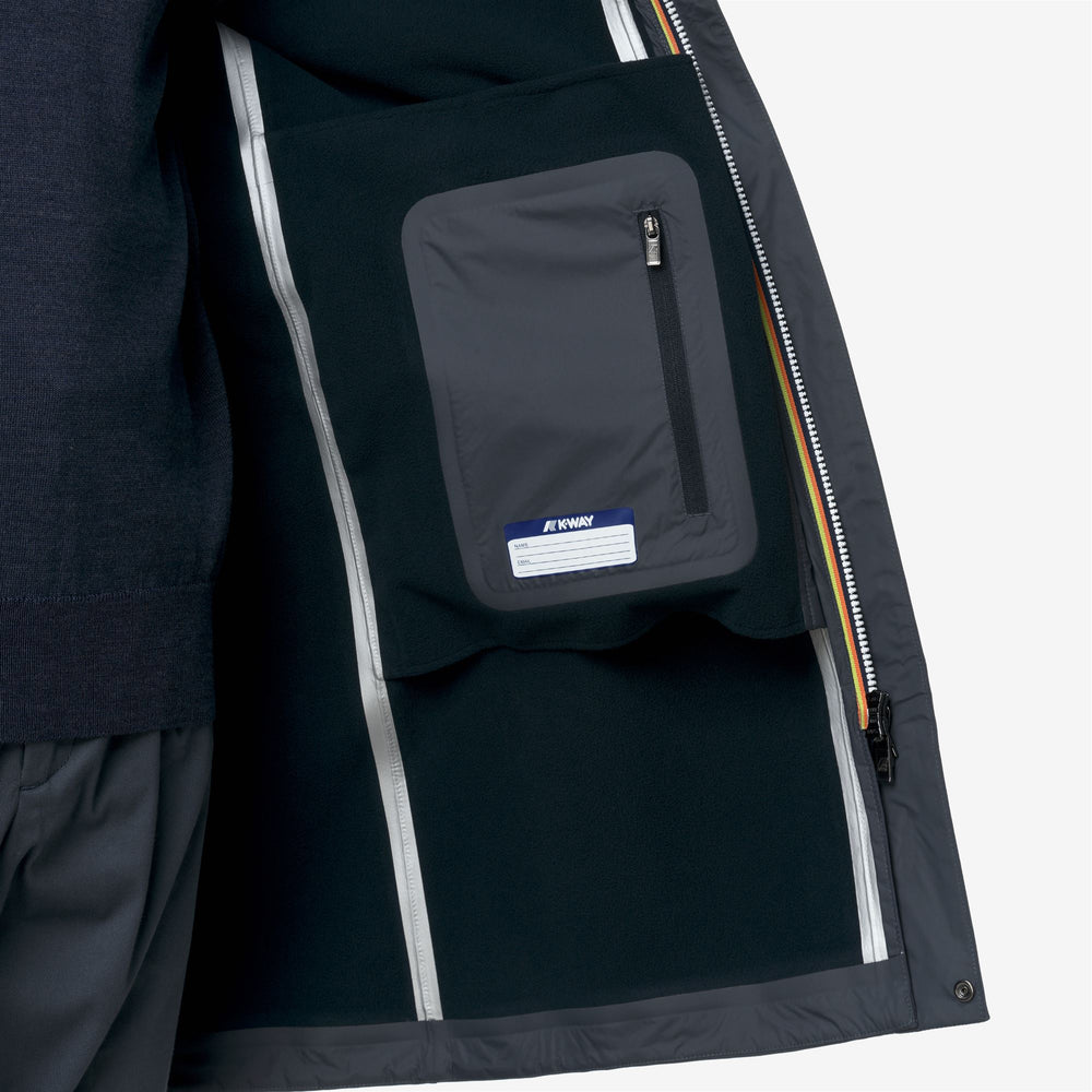 Chaqueta impermeable larga azul para hombre con aislamiento de triple capa 02