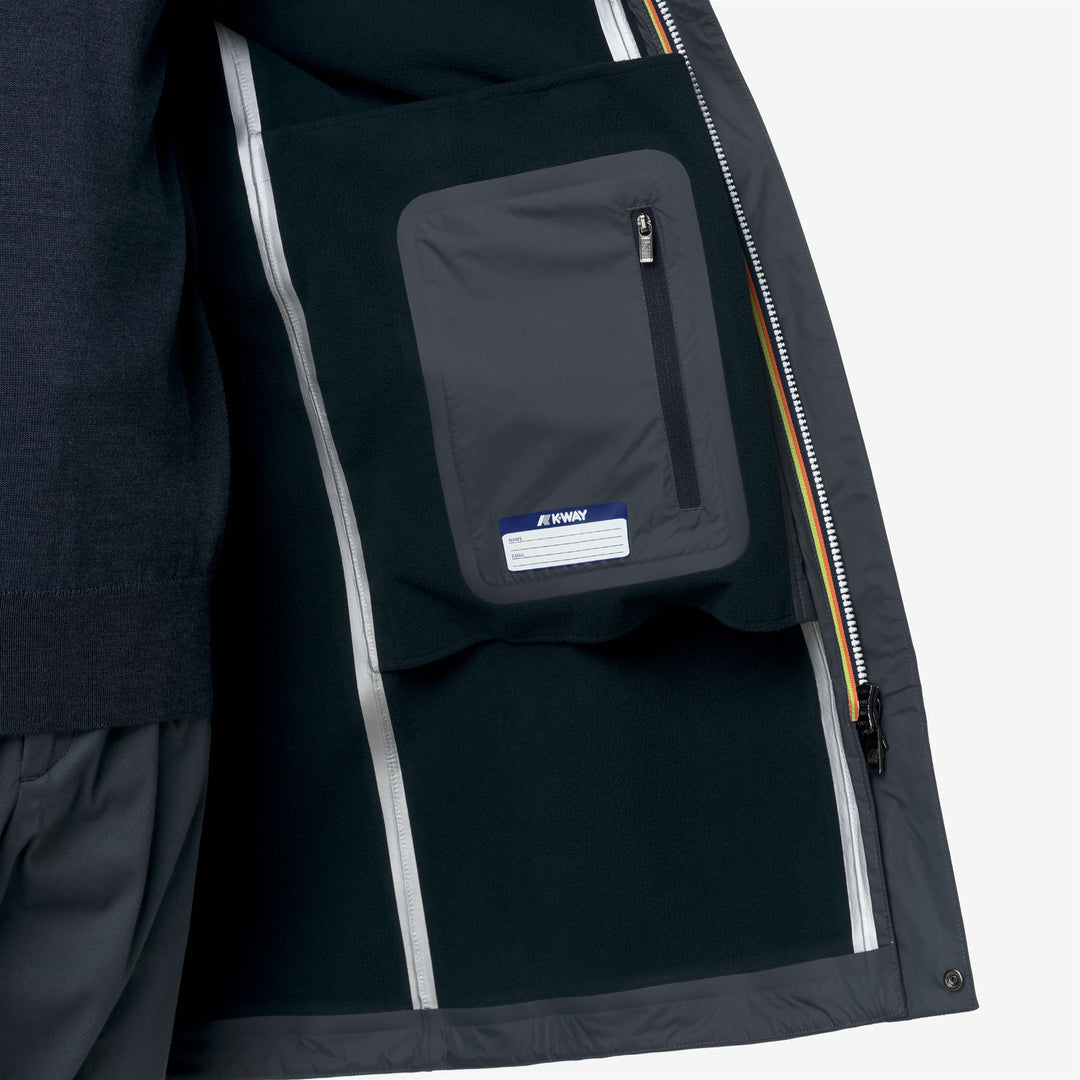 Chaqueta impermeable larga azul para hombre con aislamiento de triple capa main