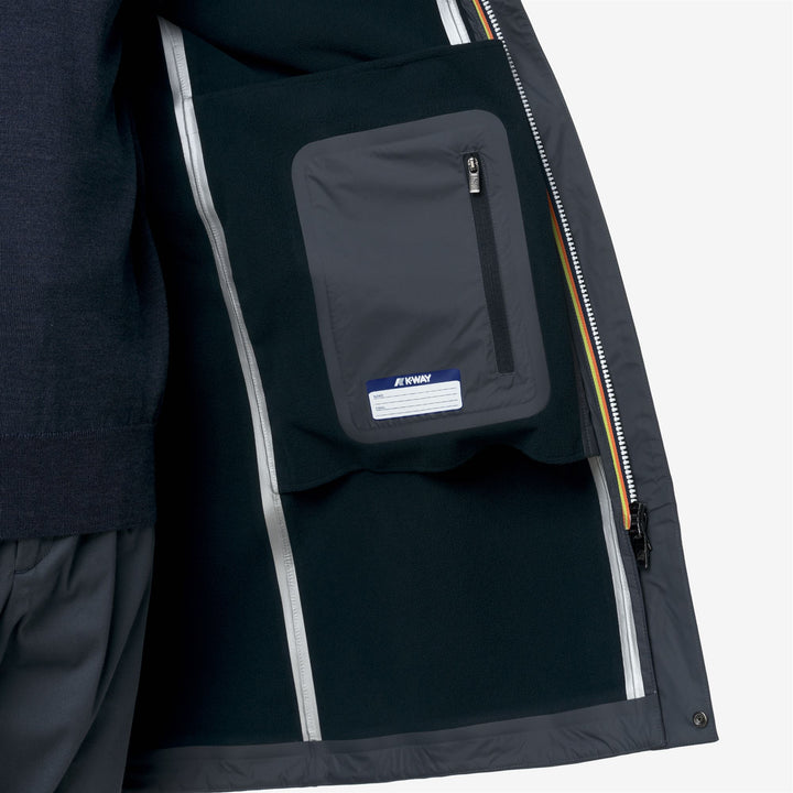 Chaqueta impermeable larga azul para hombre con aislamiento de triple capa 2