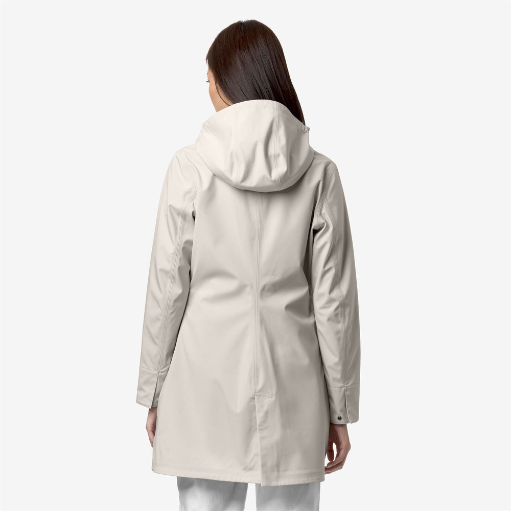 Beige Grey Women's Water-Resistant Trench Jacket with Detachable Hood 02