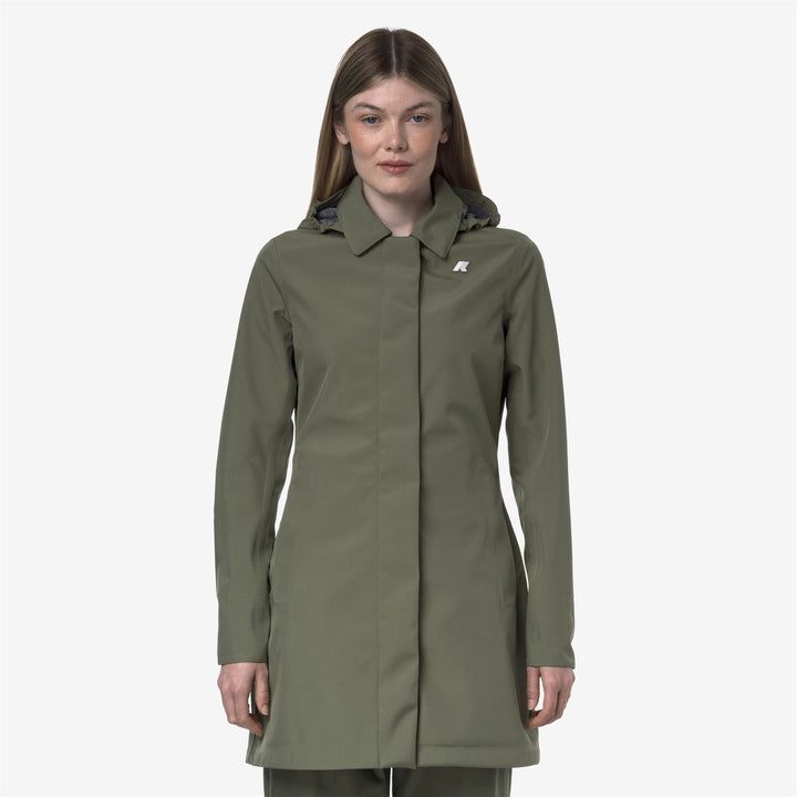 Giacca Donna Stilosa Impermeabile Verde Lichene 1