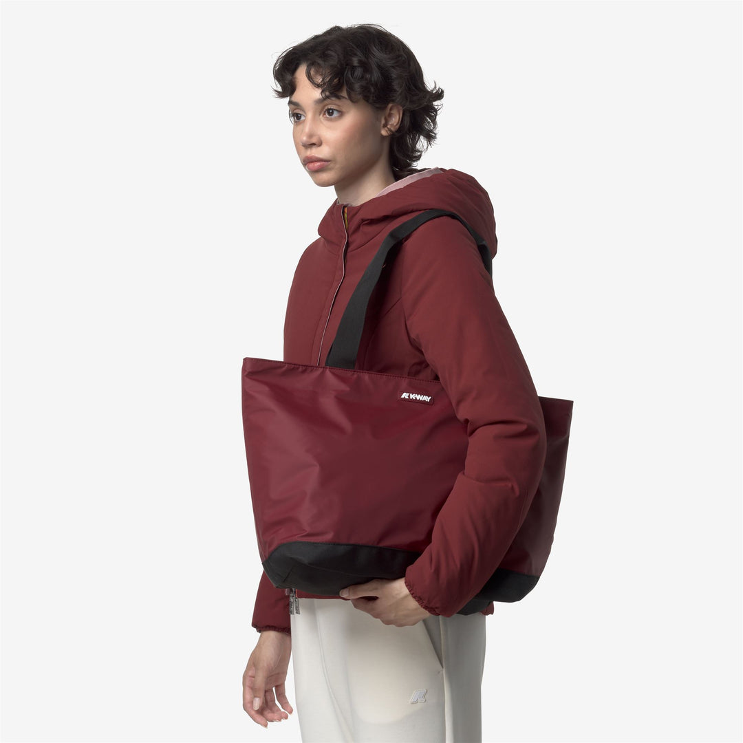 Borsa tote impermeabile unisex rossa con tasca interna e portachiavi main