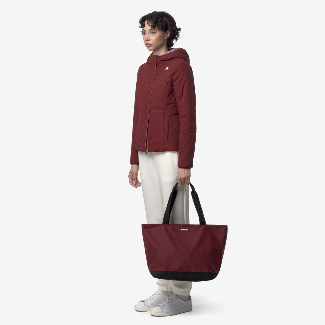 Borsa tote impermeabile unisex rossa con tasca interna e portachiavi main
