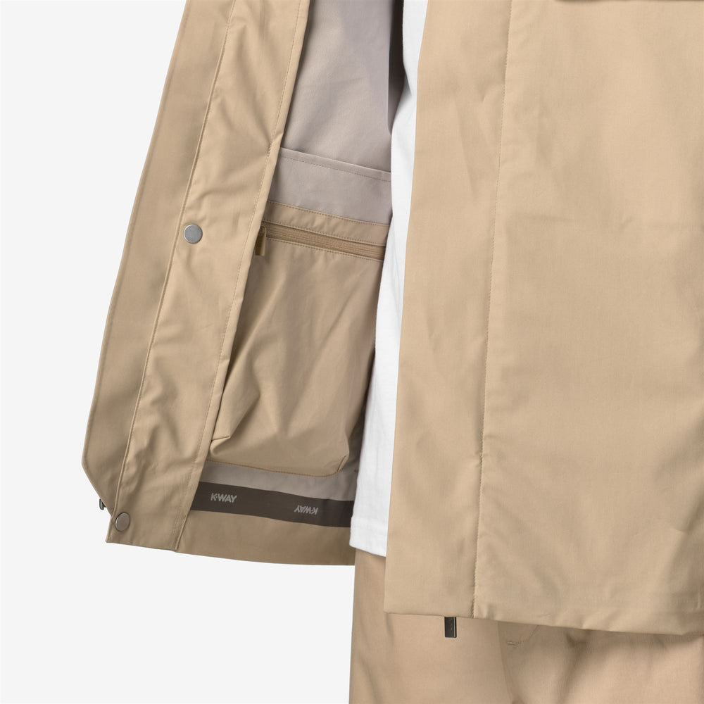 Beige Brown Men's Urban Short Jacket with Heat-Taped Seams 02