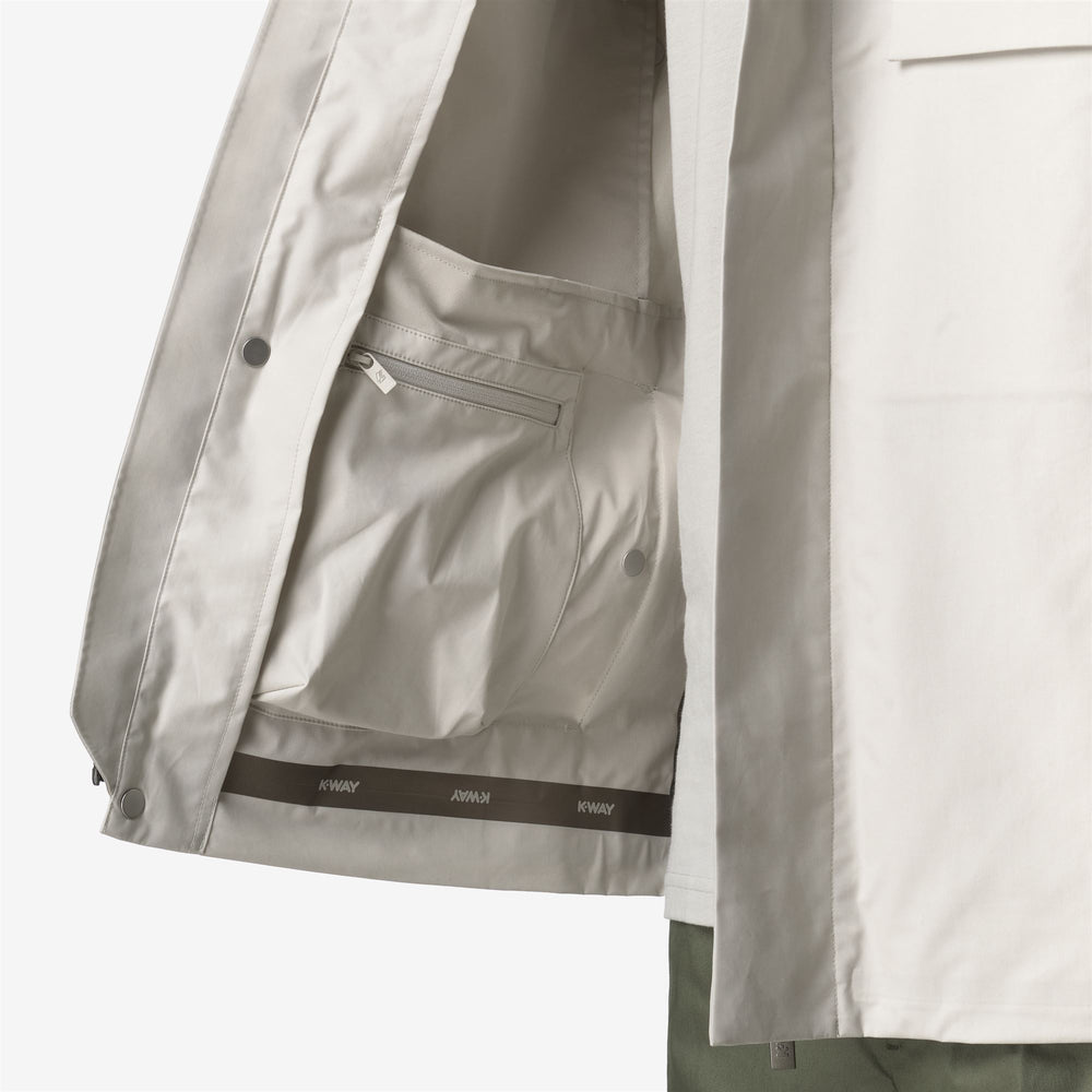 Beige Grey Men's Urban Short Jacket with Heat-Taped Seams 02