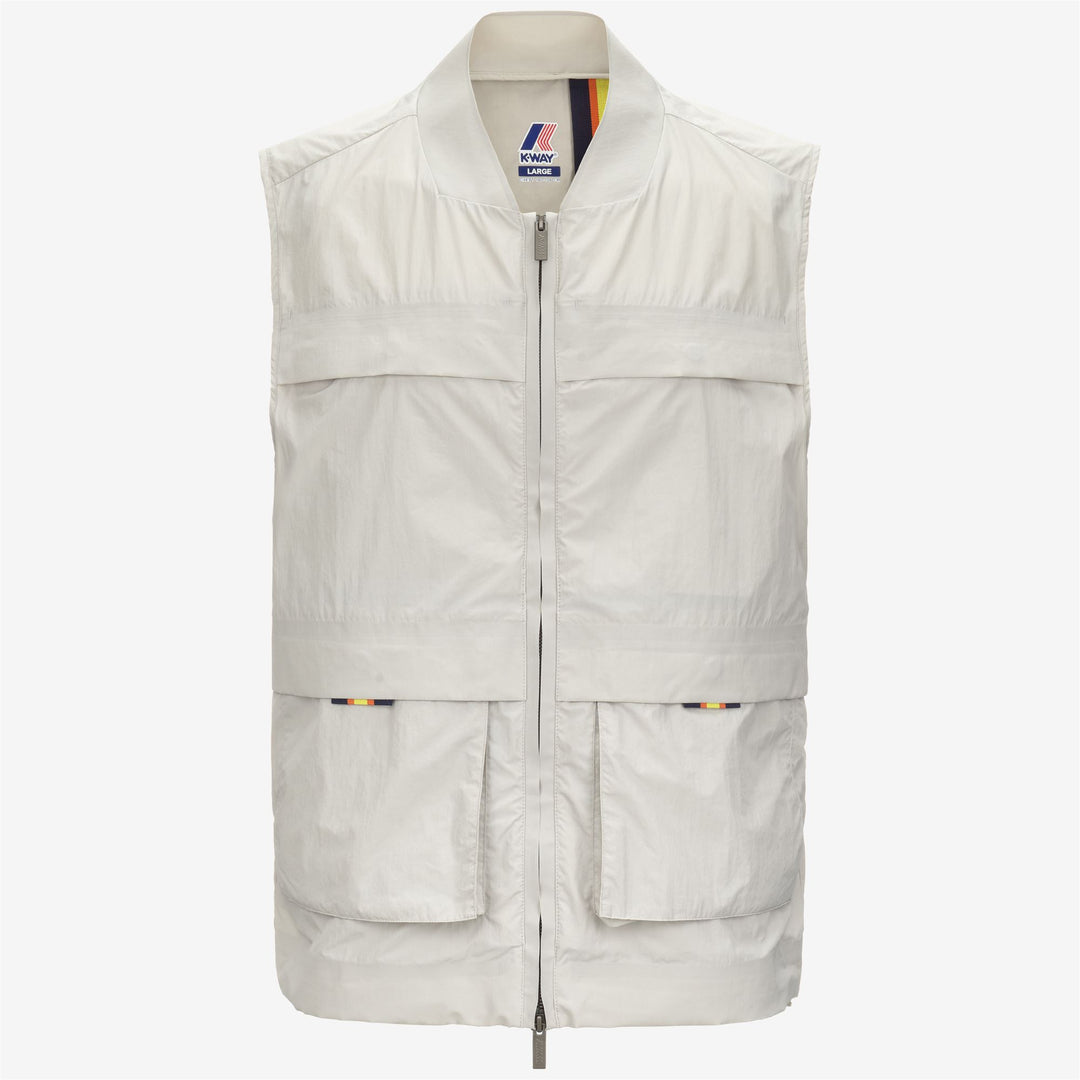 Beige Grey Men's Sporty Cotton Blend Waistcoat for Spring Weather main