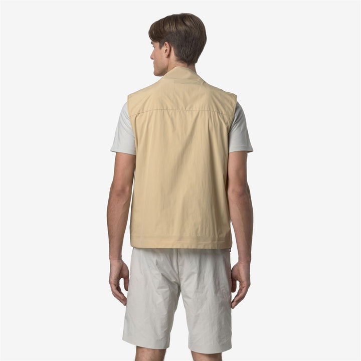 Beige Brown Men's Sporty Waistcoat for Spring Weather 3