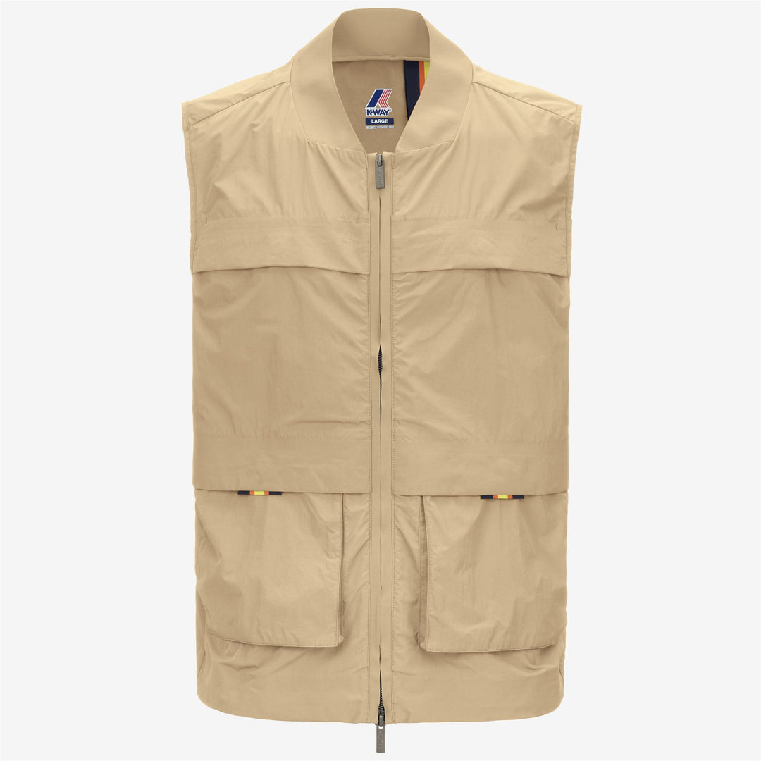 Beige Brown Men's Sporty Waistcoat for Spring Weather main