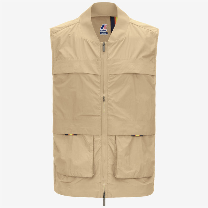 Beige Brown Men's Sporty Waistcoat for Spring Weather 5