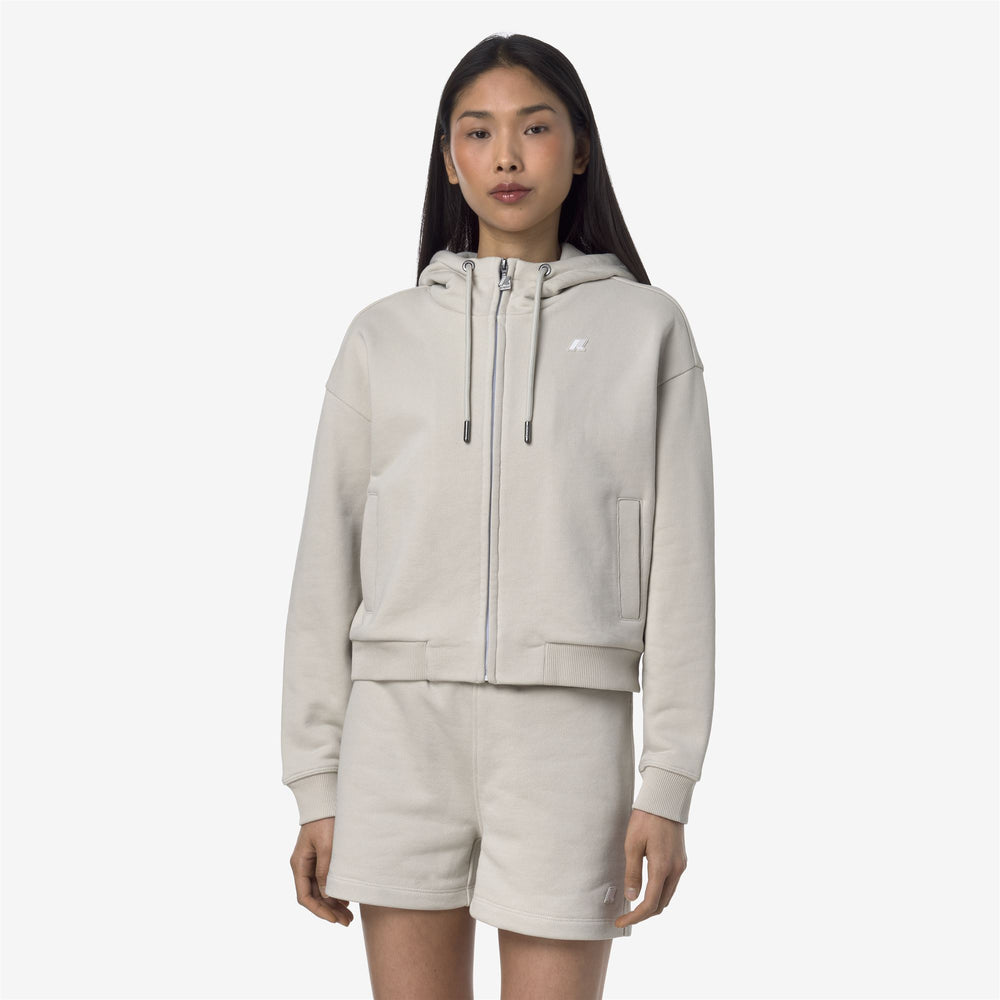 Beige Grey Women's Casual Fleece Hoodie Jacket for City Wear 02