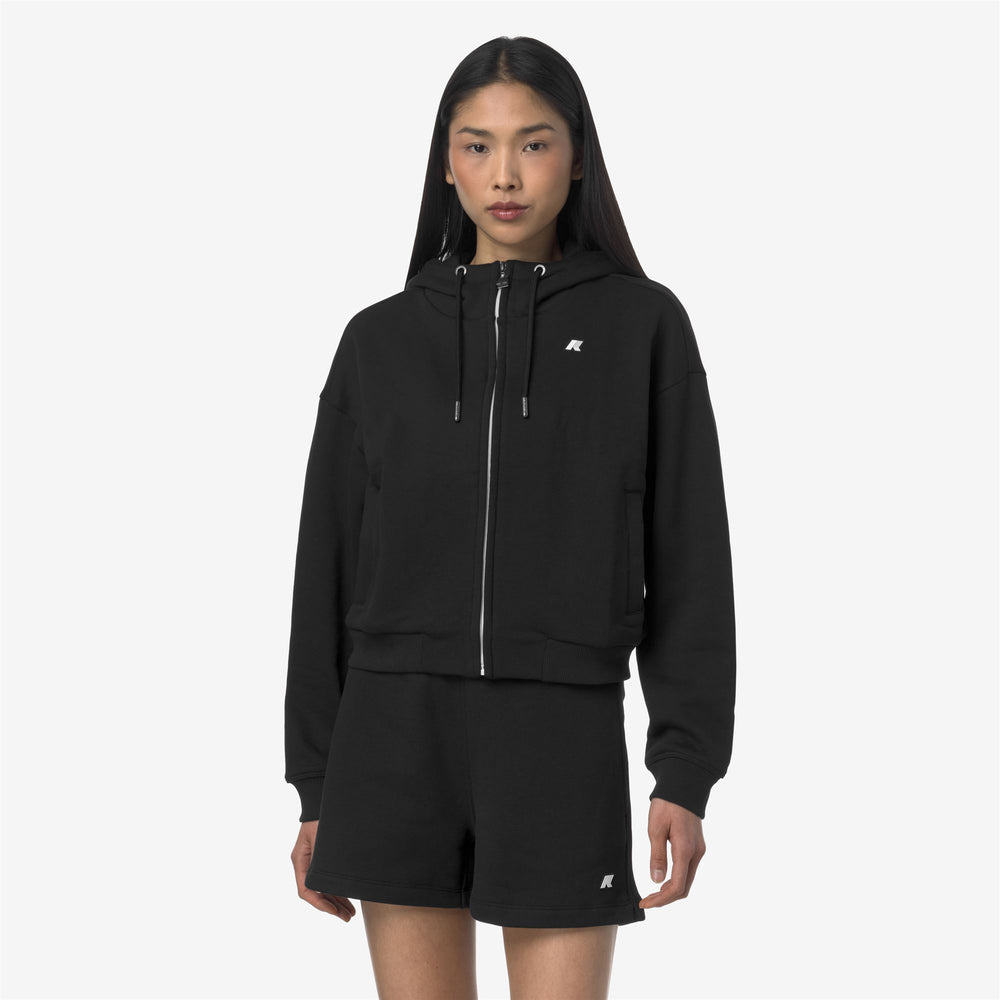 Black Grey Women's Casual Fleece Hoodie with Adjustable Hood 02