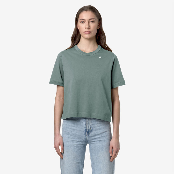 Camiseta de algodón casual verde para mujer 3