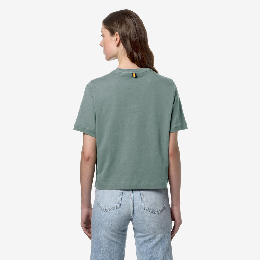 Camiseta de algodón casual verde para mujer main