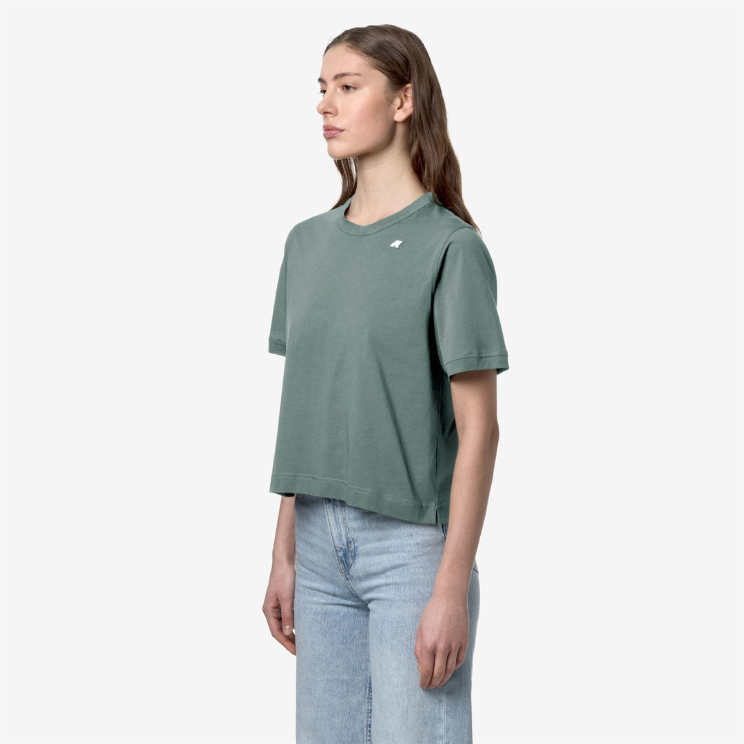 Camiseta de algodón casual verde para mujer main