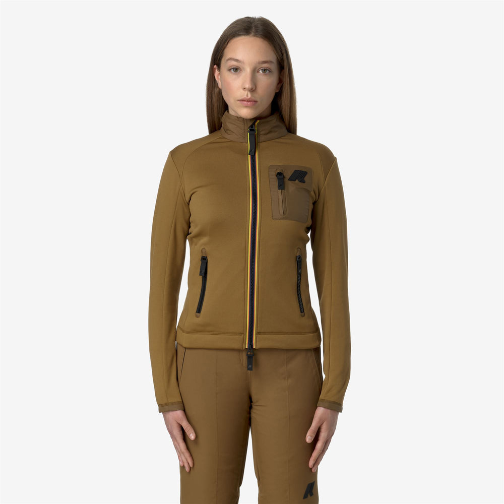 Brown Women's Ski Fleece Jacket with Thermal Insulation and Pockets 02