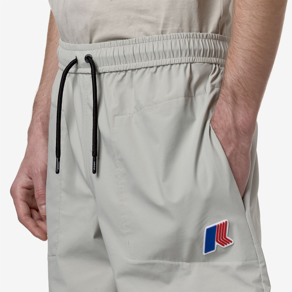 Beige Grey Unisex Packable Sport Shorts with Adjustable Waist 02