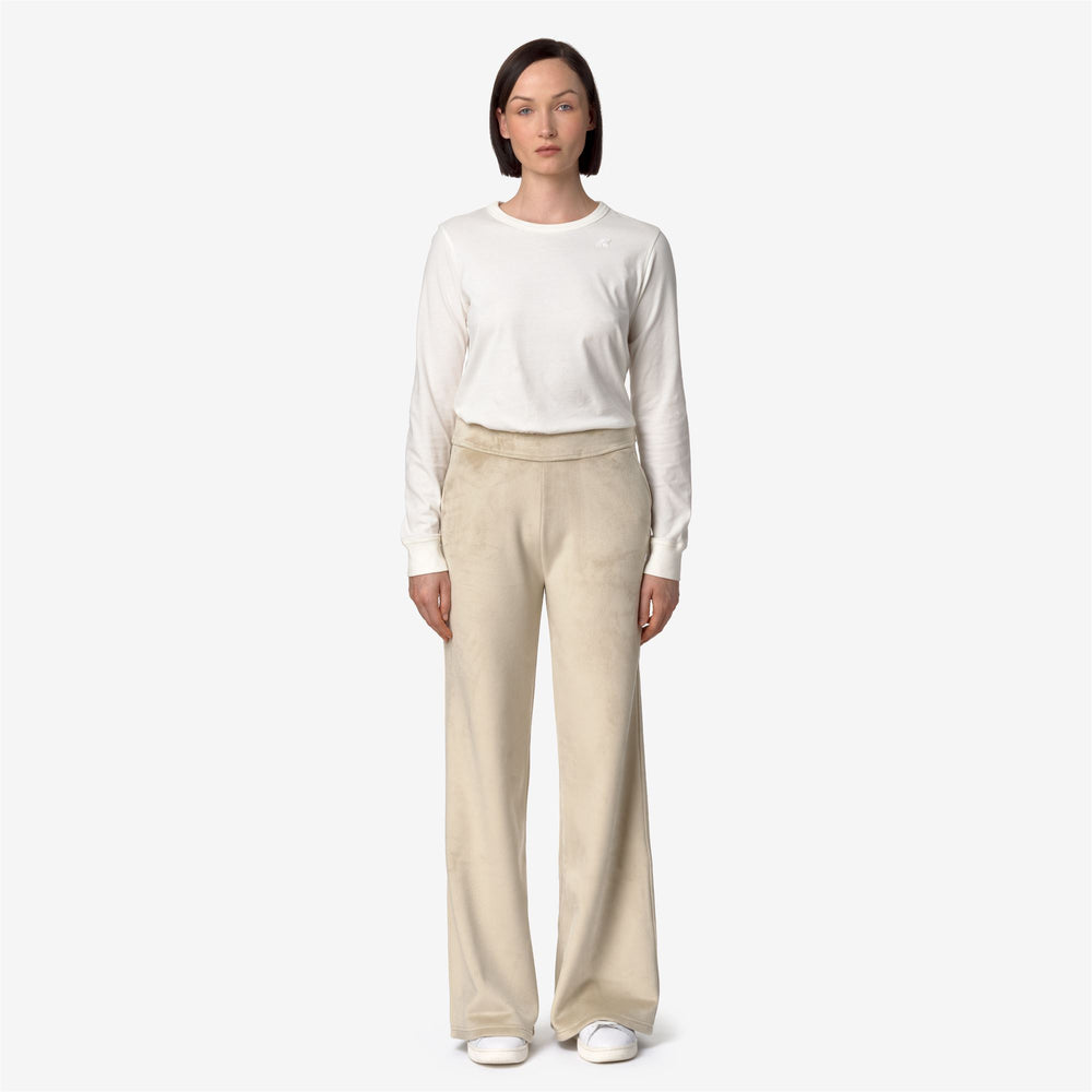 Pantaloni Sportivi in Velluto Morbido Donna Beige Marrone con Vita Regolabile 02