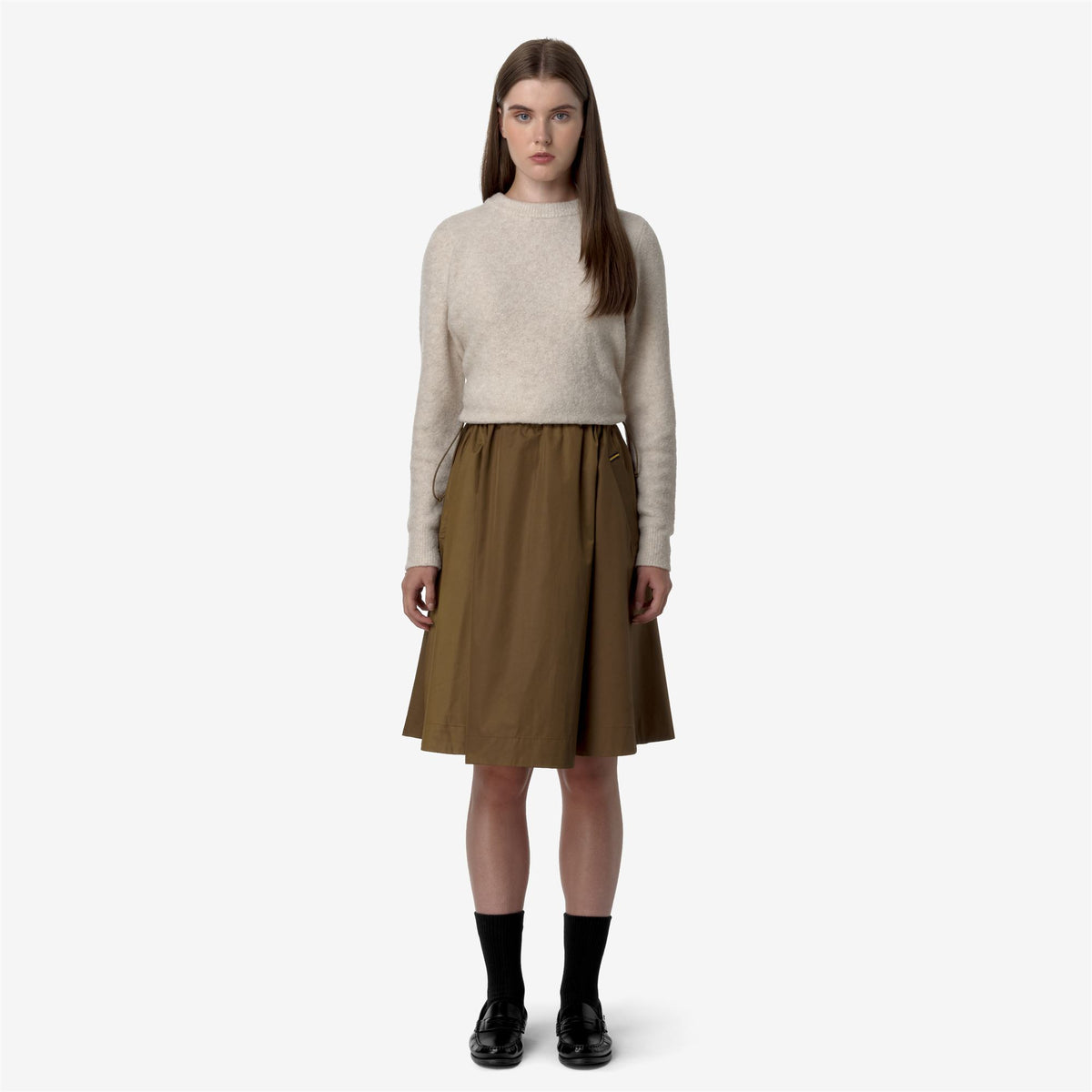 Skirts_WOMAN_GAELA SATIN_Longuette_Brown Corda - Commercial 4
