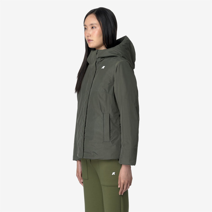 Chaqueta corta cálida ligera azul gris para mujer 4