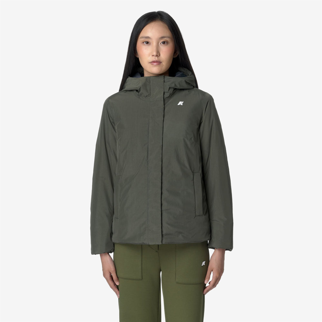 Chaqueta corta cálida ligera azul gris para mujer main