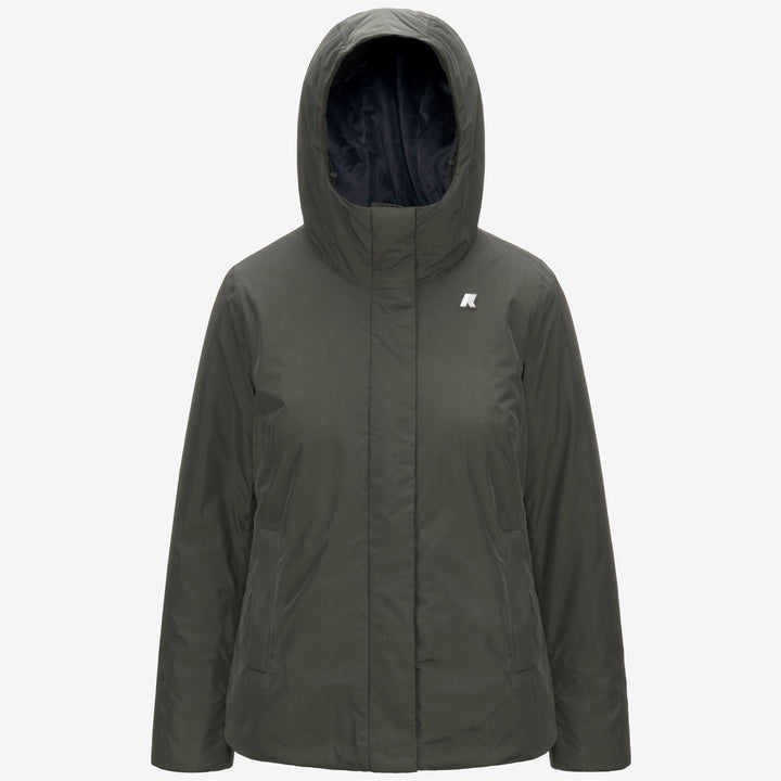 Chaqueta corta cálida ligera azul gris para mujer 1