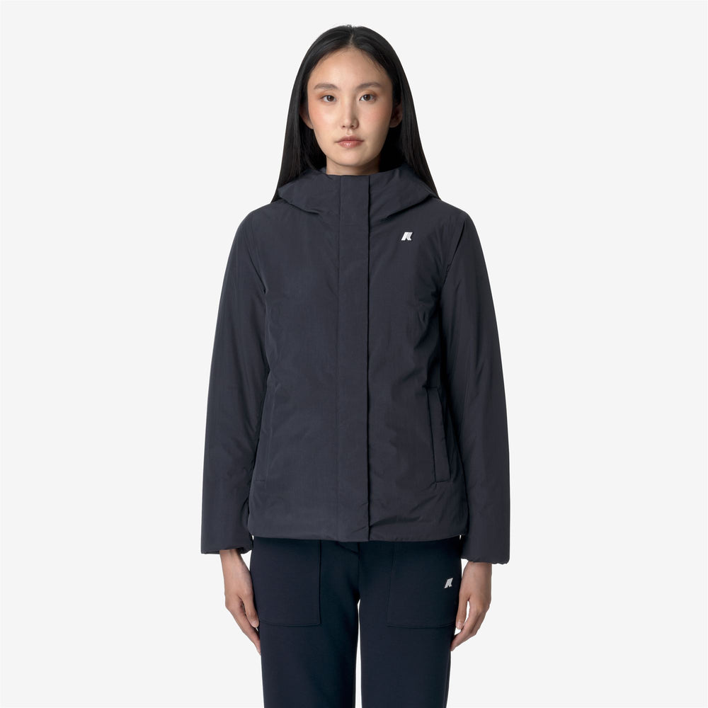 Chaqueta corta azul para mujer con aislamiento ligero y cálido 02