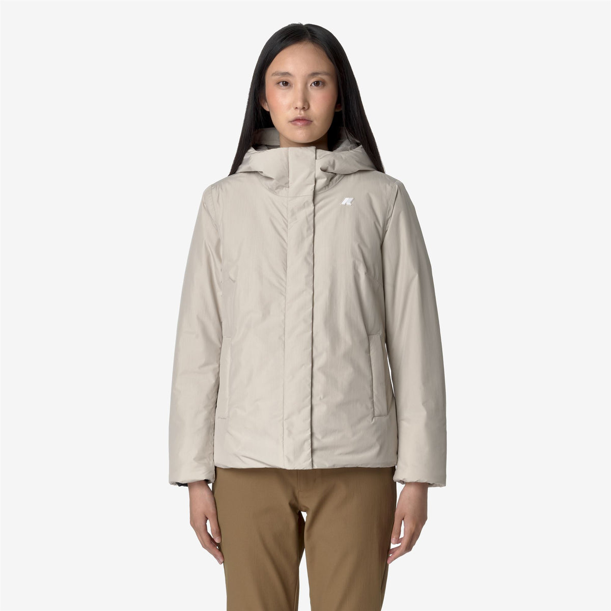 Jackets_WOMAN_LIL SOFT TOUCH MARMOTTA_Short_Beige G-Grey B - Commercial 4
