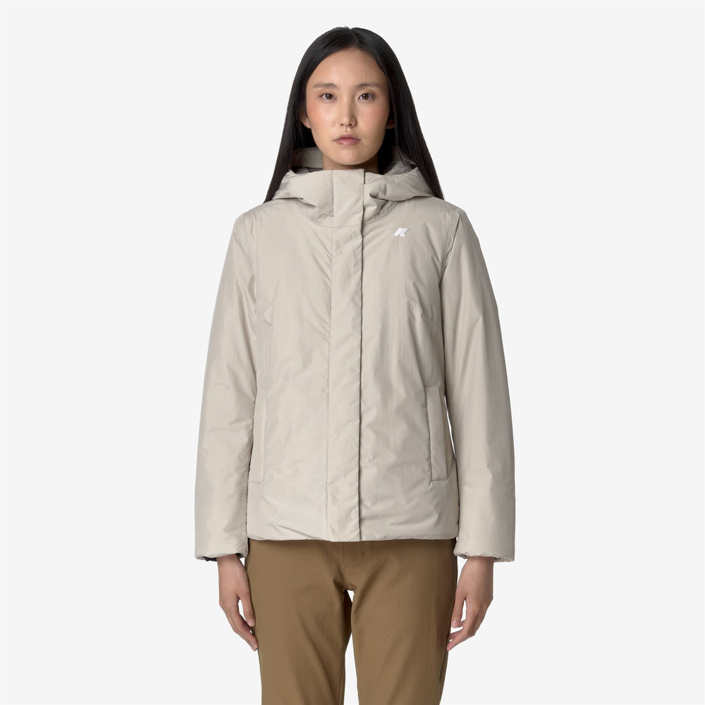 Beige Brown Women's Short Warm Jacket with Lightweight Insulation 02