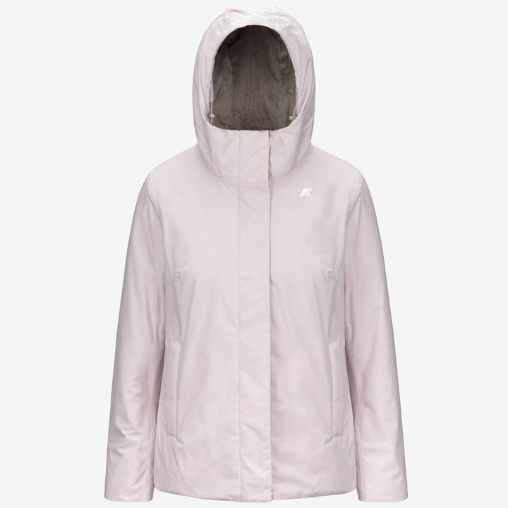 Chaqueta corta aislante gris para mujer con capucha ajustable 1