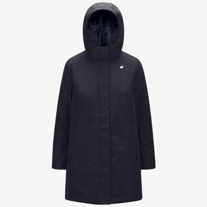 Chaqueta azul de mujer de media longitud con tejido suave 1