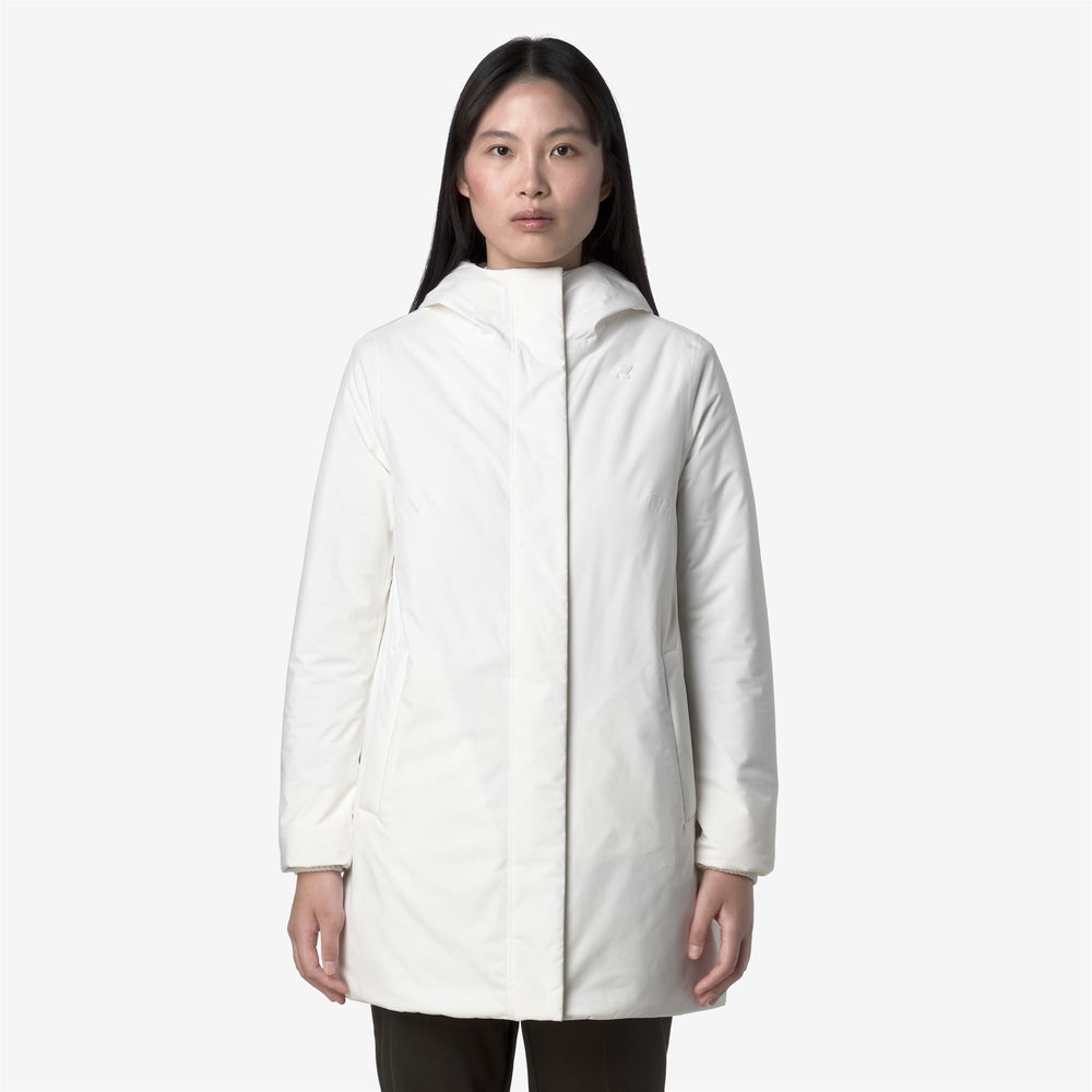 White Women's Mid-Length Soft Touch Jacket with Hood 02