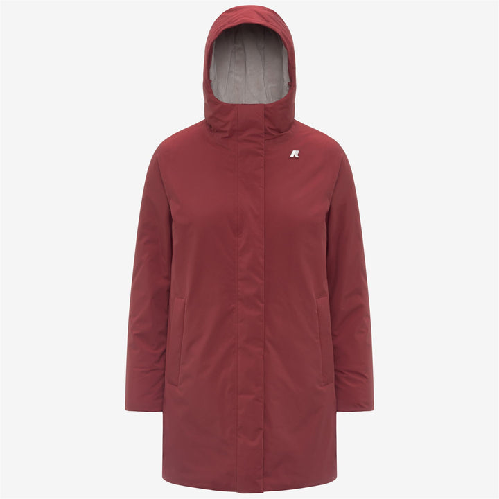 Chaqueta aislante roja de longitud media para mujer con ajuste ajustable 1